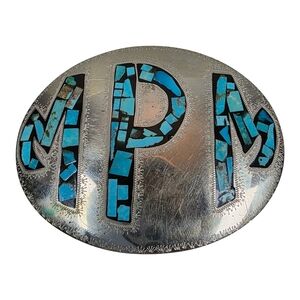 Vintage Turquoise MPM Monogram Western Belt Buckle